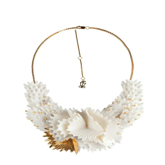 Actinia Necklace - White and Gold Luster